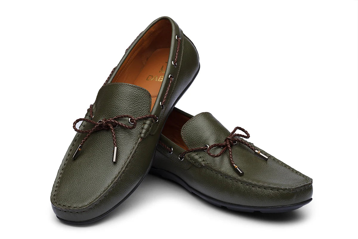 ALFREDO - OLIVE GREEN LEATHER SHOES