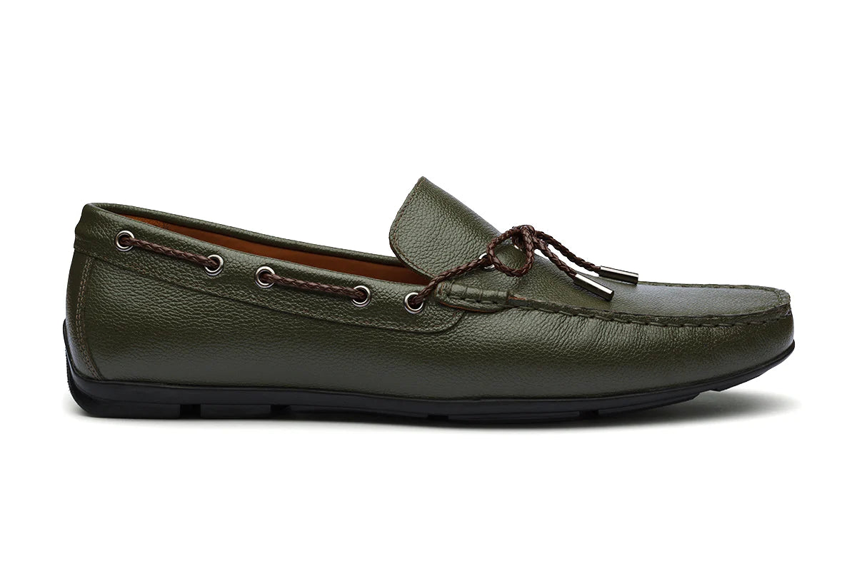 ALFREDO - OLIVE GREEN LEATHER SHOES