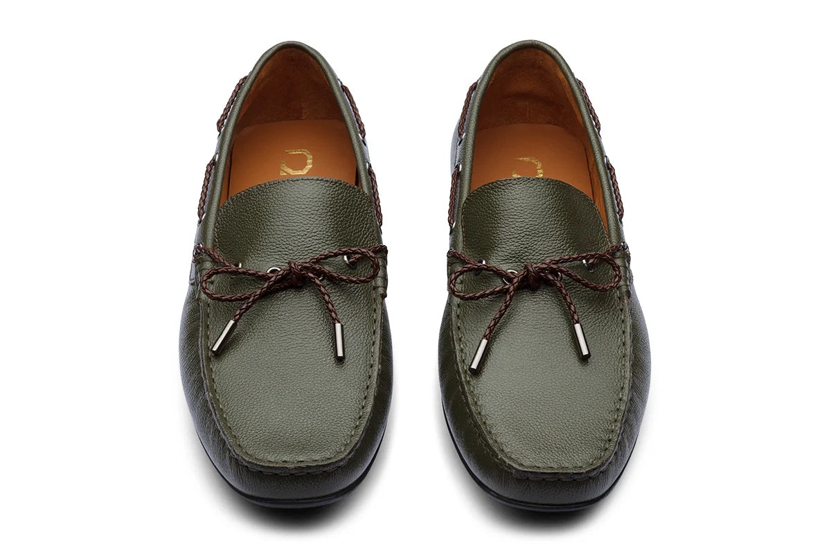 ALFREDO - OLIVE GREEN LEATHER SHOES