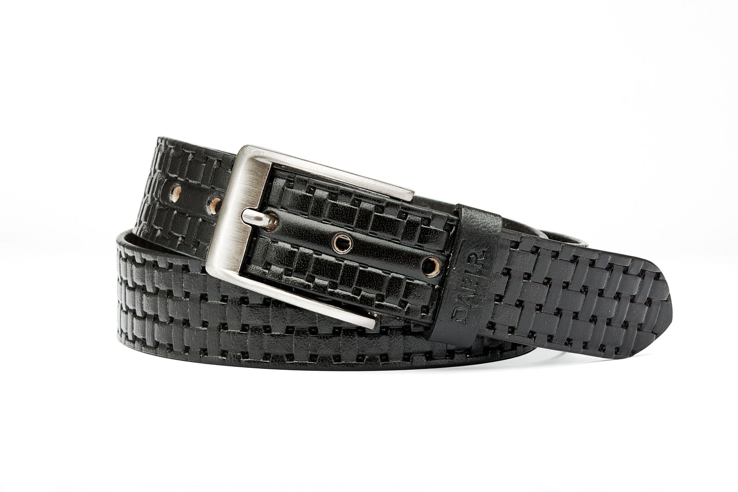 MESH SQUARE - BLACK LEATHER BELT