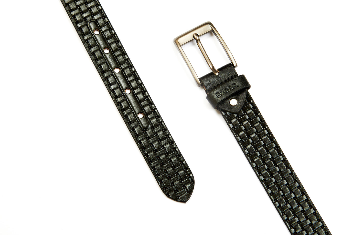 MESH SQUARE - BLACK LEATHER BELT
