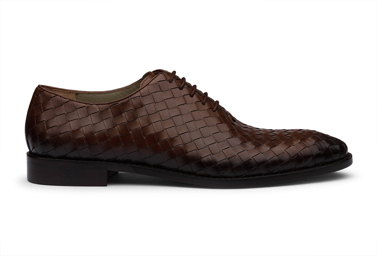 VENICE – CHESTNUT BROWN HANDWOVEN LEATHER SHOES