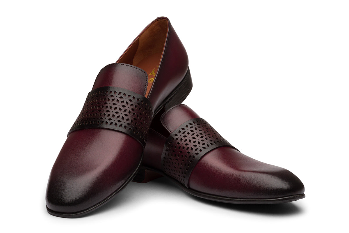 KIEV - MAROON BLACK LEATHER SHOES