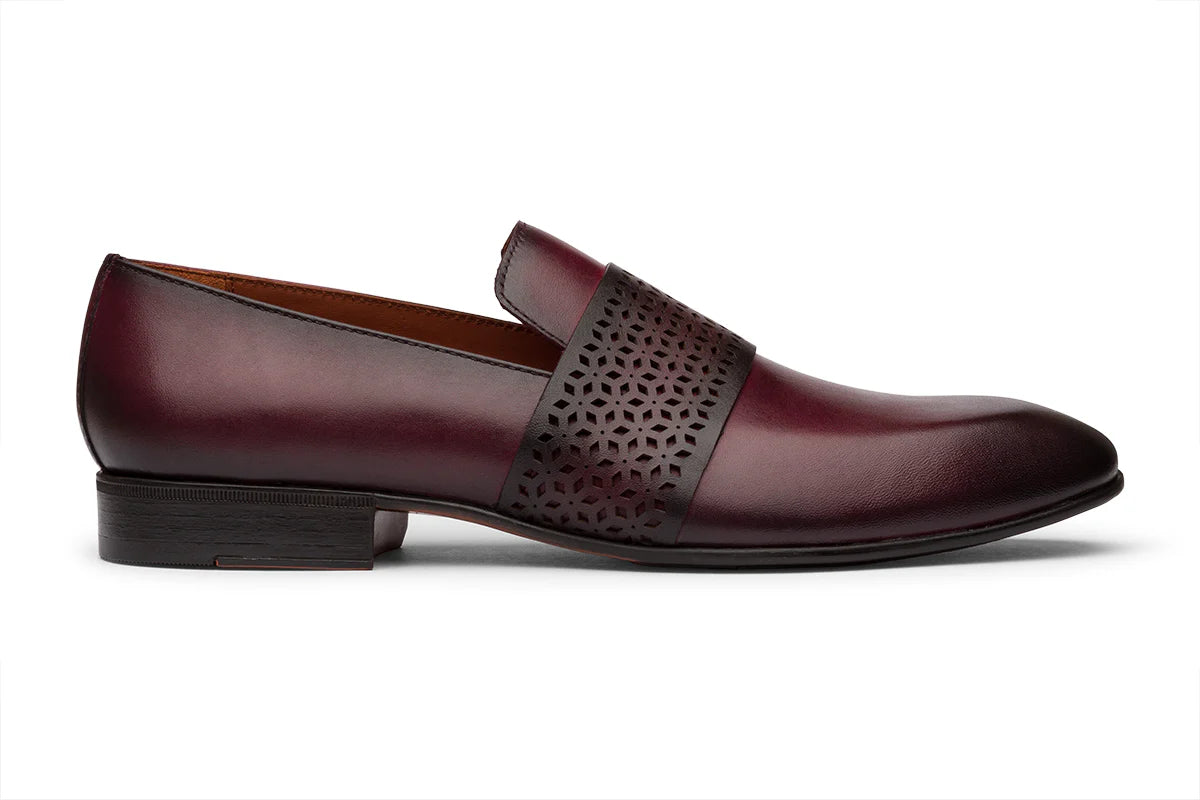 KIEV - MAROON BLACK LEATHER SHOES