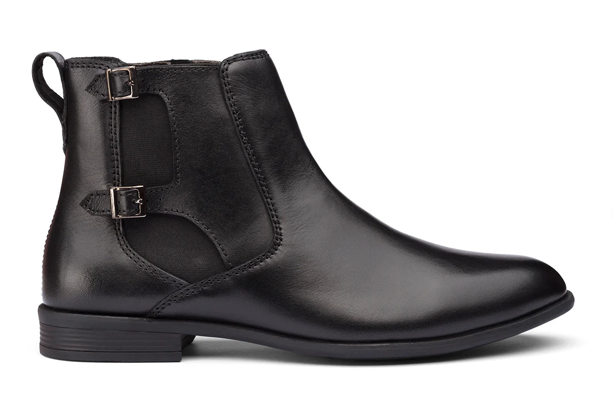 BRAGA - BLACK MONK STRAP LEATHER BOOTS