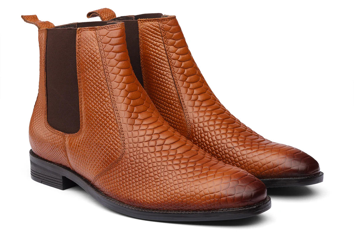 BURSA - TAN SNAKE LEATHER BOOTS