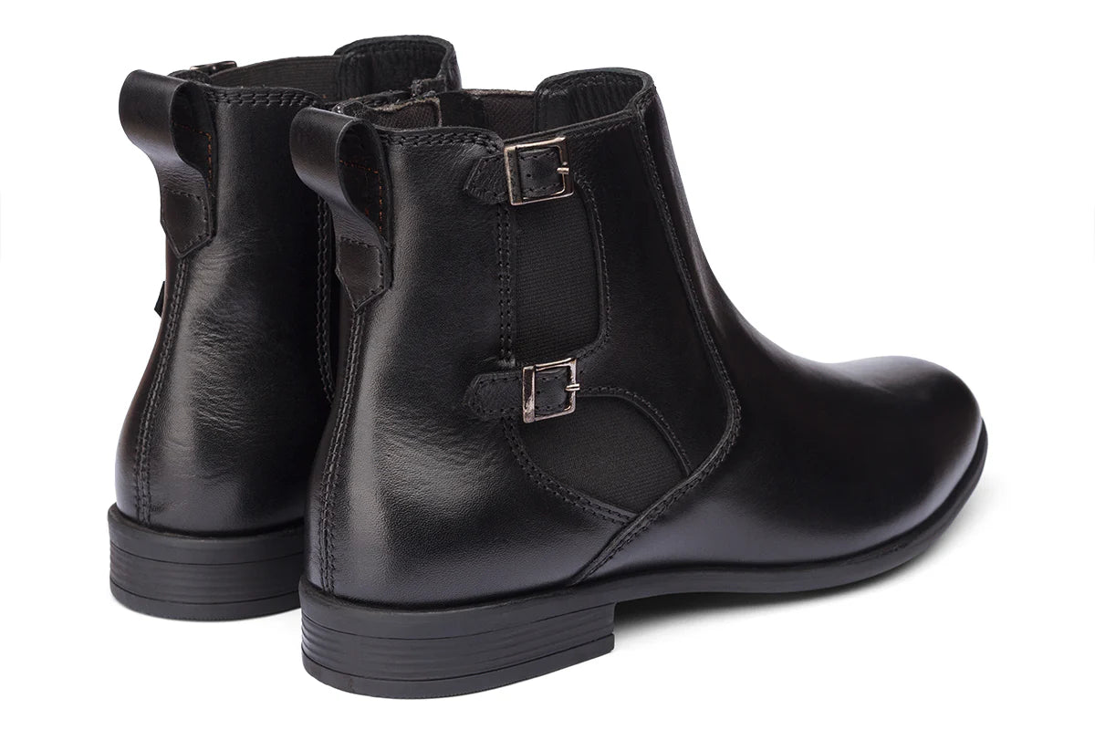 BRAGA - BLACK MONK STRAP LEATHER BOOTS