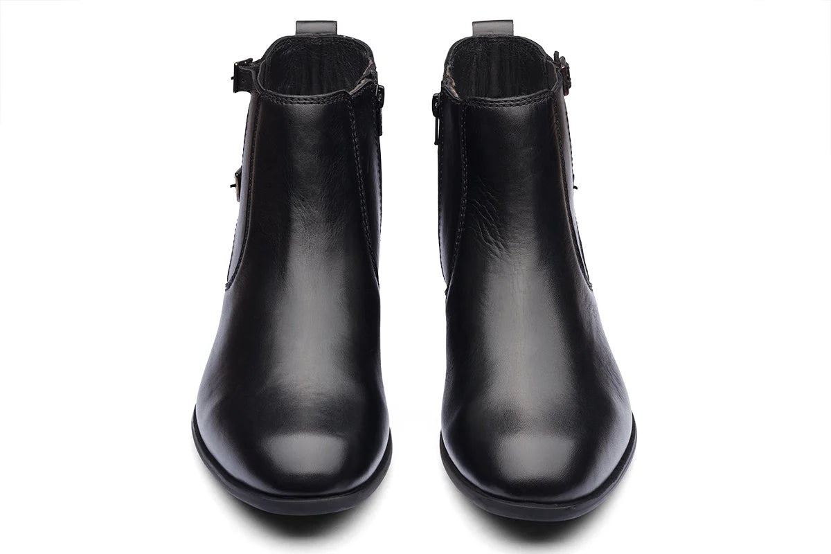 BRAGA - BLACK MONK STRAP LEATHER BOOTS