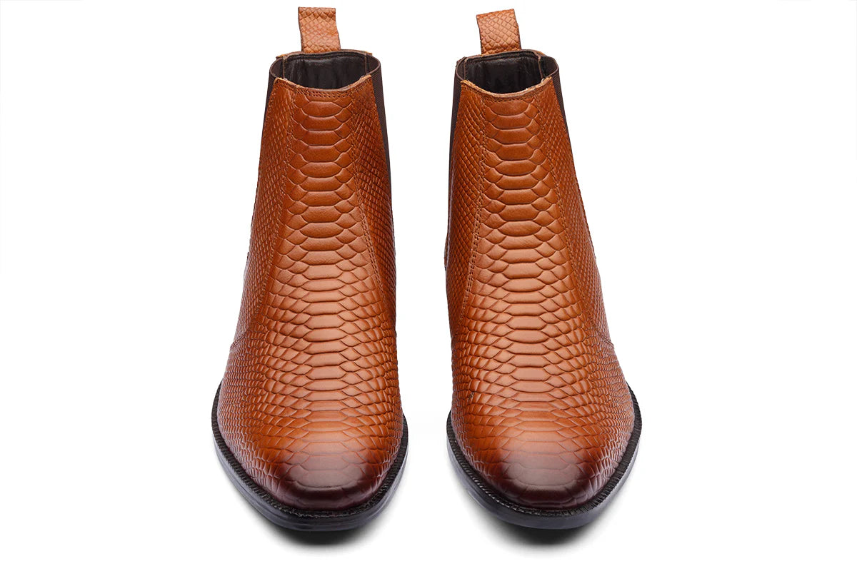 BURSA - TAN SNAKE LEATHER BOOTS