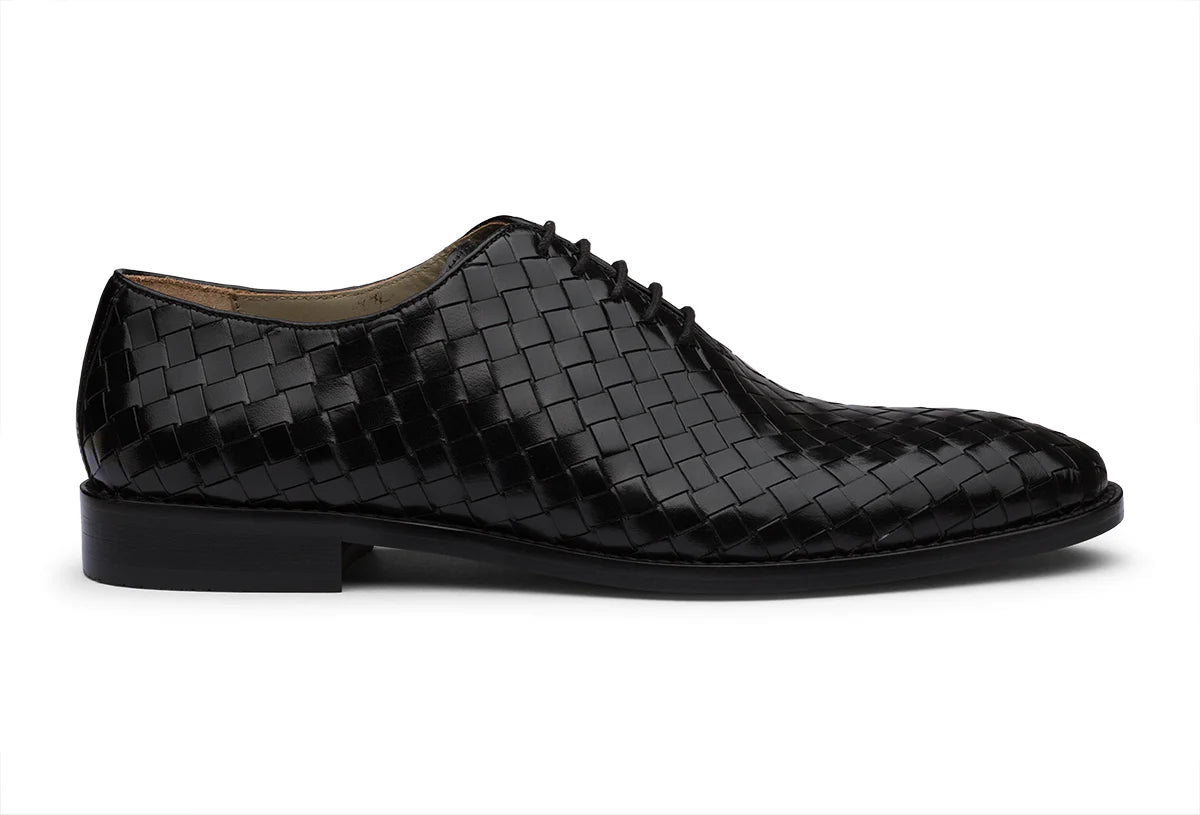 VENICE – BLACK HANDWOVEN LEATHER SHOES
