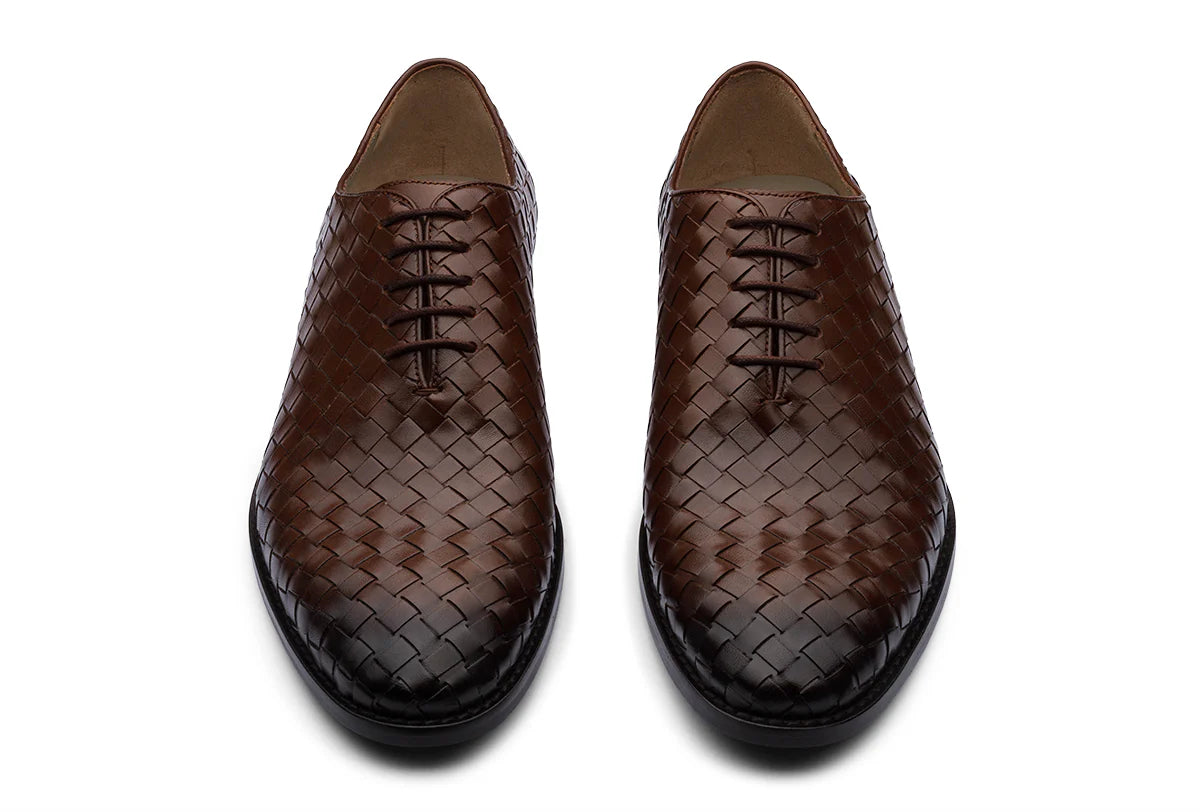 VENICE – CHESTNUT BROWN HANDWOVEN LEATHER SHOES