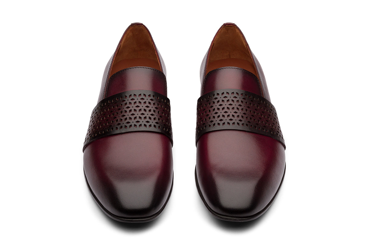 KIEV - MAROON BLACK LEATHER SHOES