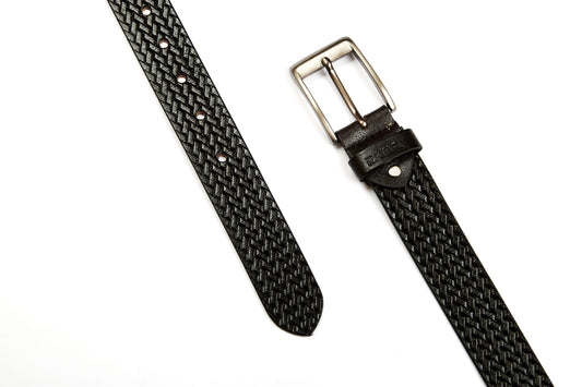 ZIG ZAG - BLACK LEATHER BELT