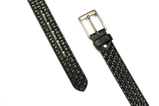 MESH SQUARE - BLACK LEATHER BELT