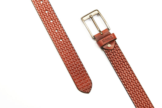 ZIG ZAG - TAN LEATHER BELT