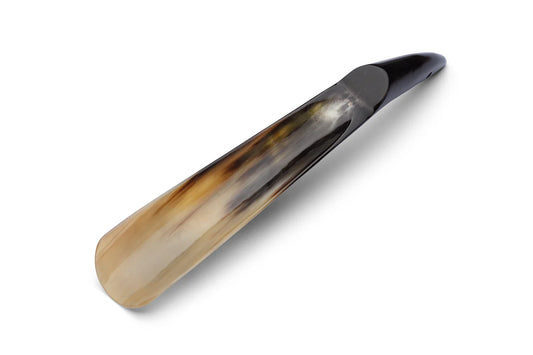 NATURAL POINTED BULL SHOE HORN DARK COLOUR 12 INCHES